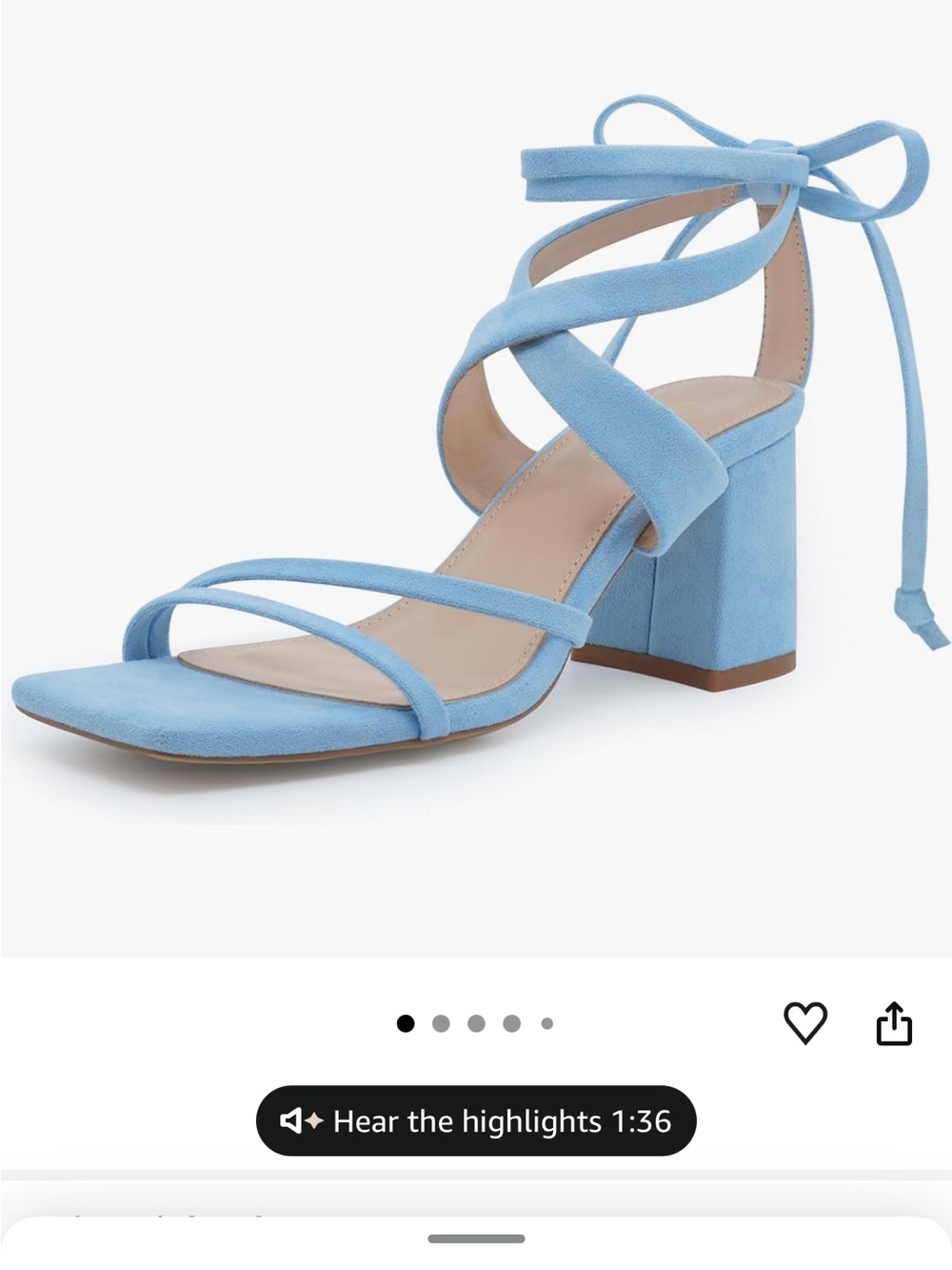 NWT LARA Light Blue Lace-Up Block Heels Size 8 | Strappy Dress Sandals